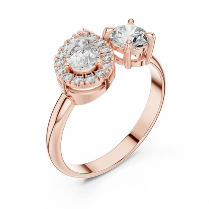 Duet Halo Diamond Ring