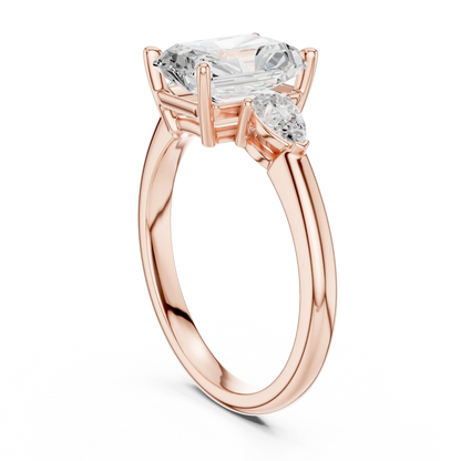 Flanked Radiance Diamond Ring