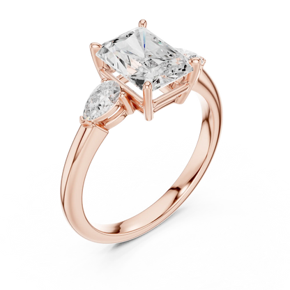 Flanked Radiance Diamond Ring