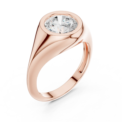 Signet Solitaire Diamond Ring