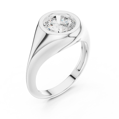 Signet Solitaire Diamond Ring