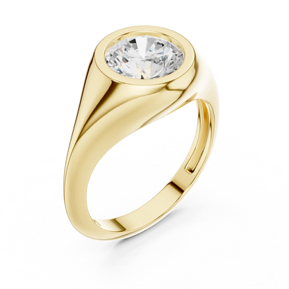 Signet Solitaire Diamond Ring