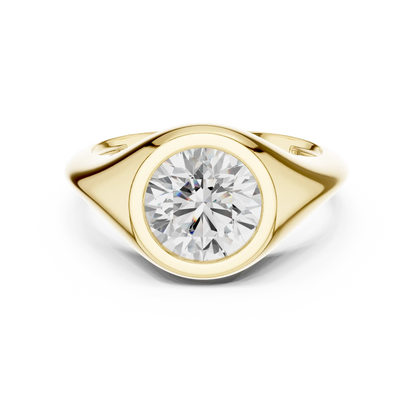 Signet Solitaire Diamond Ring