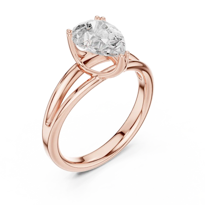 Split Path Solitaire Diamond Ring