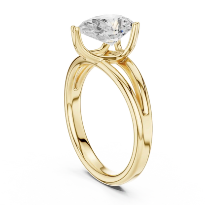 Split Path Solitaire Diamond Ring
