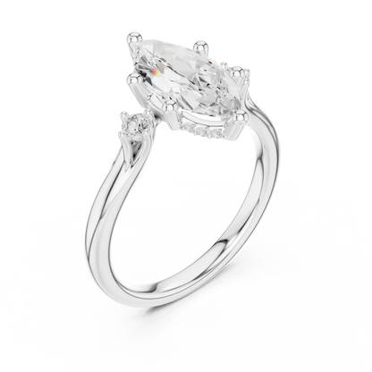 Beaded Point Diamond Ring