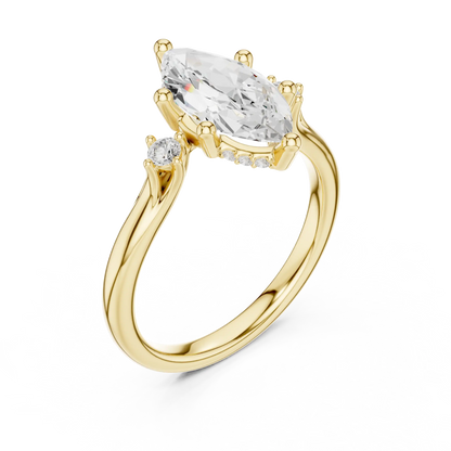 Beaded Point Diamond Ring