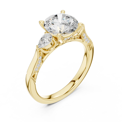 Pear Flank Diamond Ring